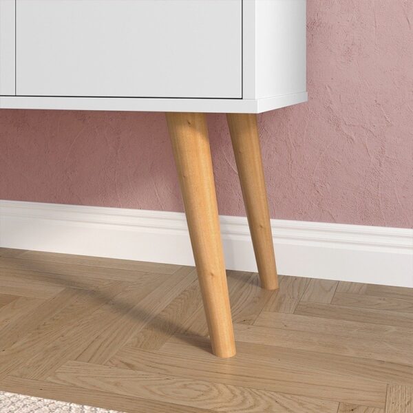 Aparador Buffet Wood Prime 3 Portas Cantinho Café Prateleira Organizadora Pés Palito Decoração Retrô – Branco – Rpm - Imagem 3