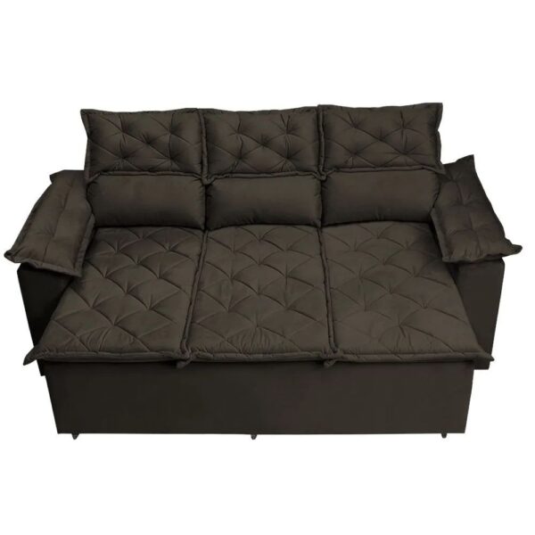 Sofá 3 Lugares Retrátil e Reclinável Cama inBox Compact 2,00m Velusoft Café - Imagem 8