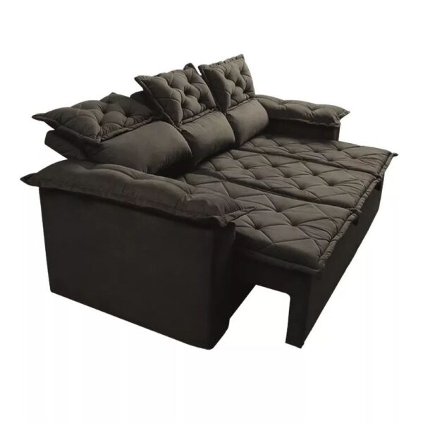 Sofá 3 Lugares Retrátil e Reclinável Cama inBox Compact 2,00m Velusoft Café - Imagem 7