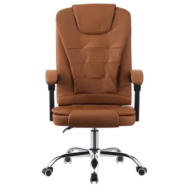 Cadeira de Escritório Presidente Base Cromada com Rodinha Fortt Liverpool Marrom – CPF05-M
