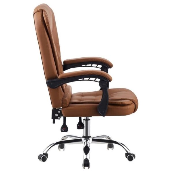 Cadeira de Escritório Presidente Base Cromada com Rodinha Fortt Liverpool Marrom – CPF05-M - Imagem 3