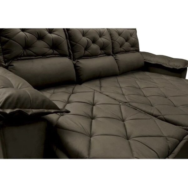 Sofá 3 Lugares Retrátil e Reclinável Cama inBox Compact 2,00m Velusoft Café - Imagem 3