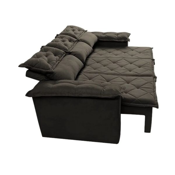 Sofá 3 Lugares Retrátil e Reclinável Cama inBox Compact 2,00m Velusoft Café - Imagem 2