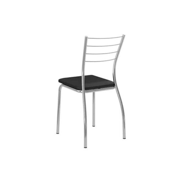 Cadeira Sala de Jantar 1700 Kit Aço 2 Uni Prata – Assento Courano Preto – Carraro - Imagem 2