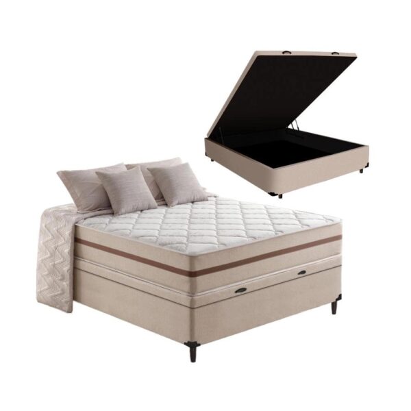 Cama Box Baú + Colchão de Viúva Classic Molas Pocket 128x188x64cm - Imagem 2