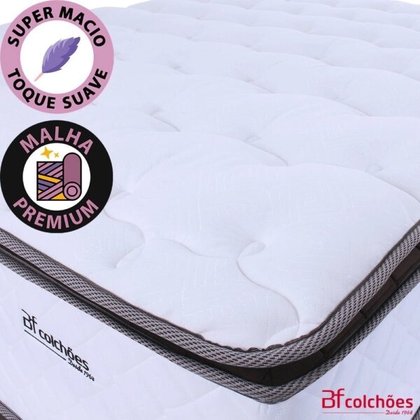 Cama Box com Colchão Casal Molas Ensacadas Alto 138x188cm Premium Sleep Branco bf Colchões - Imagem 3
