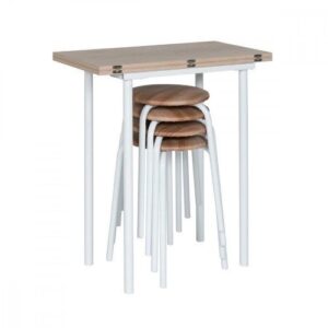 Conjunto Sala De Jantar Mesa Dobrável E 4 Banquetas Expert Ciplafe