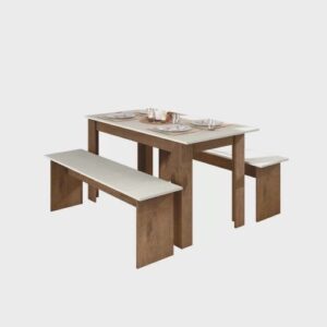 Conjunto Sala de Jantar 1 Mesa 135cm 2 Bancos Primor Zanzini