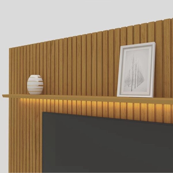 Estante Home Ripada para TV até 85 Polegadas com LED 3 Gavetas Nobre Clean Gelius Móveis - Imagem 5