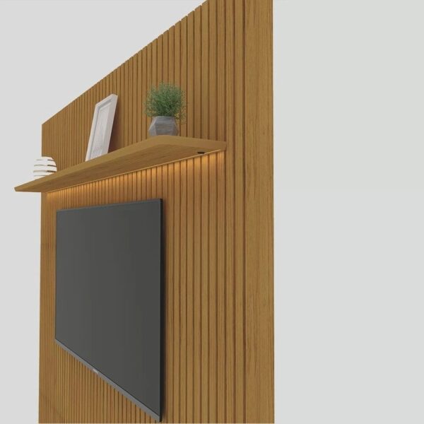 Estante Home Ripada para TV até 85 Polegadas com LED 3 Gavetas Nobre Clean Gelius Móveis - Imagem 2