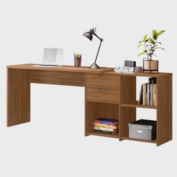 Mesa de Escritório em L 2 Gavetas 3 Nichos Office Nt 2060 - Imagem 3