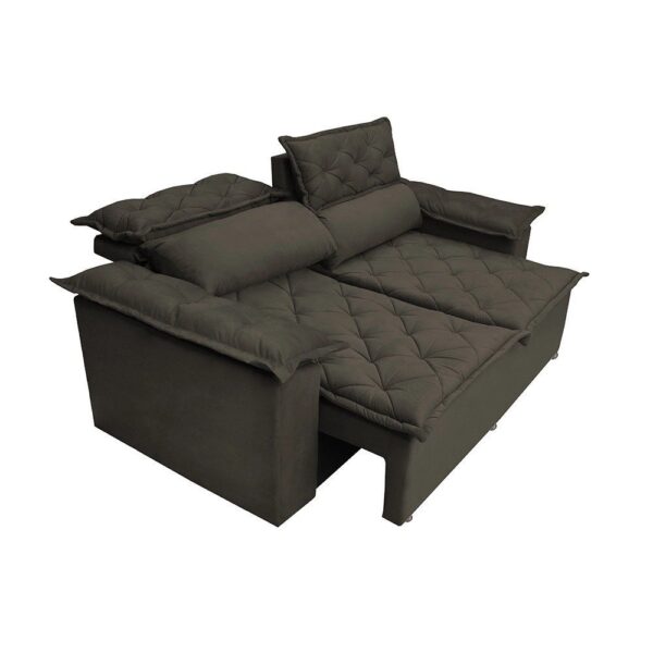 Sofá 3 Lugares Retrátil e Reclinável Cama inBox Compact 1,80m Velusoft Café - Imagem 2