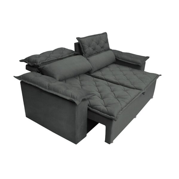 Sofá 3 Lugares Retrátil e Reclinável Cama inBox Compact 1,80m Velusoft Cinza - Imagem 3