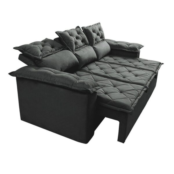 Sofá 3 Lugares Retrátil e Reclinável Cama inBox Compact 2,00m Velusoft Cinza - Imagem 2