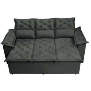 Sofá 3 Lugares Retrátil e Reclinável Cama inBox Compact 2,00m Velusoft Cinza