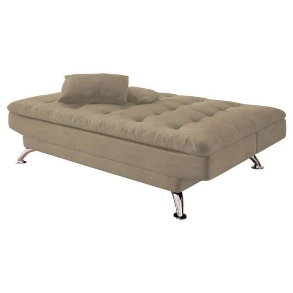 Sofá-Cama 3 Lugares Casal Premium Suede Velvet Bege - Imagem 3