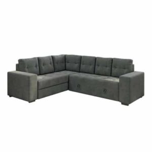 Sofá de Canto 5 Lugares com Retrátil Emirates Suede Cinza