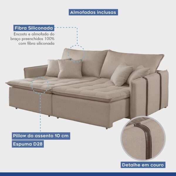 Sofá Cama 200cm Detroid Yescasa - Imagem 5
