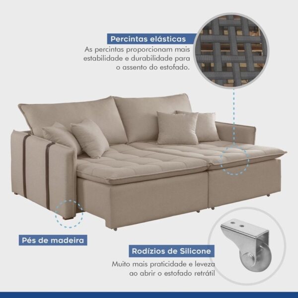 Sofá Cama 200cm Detroid Yescasa - Imagem 6