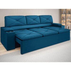 Sofá com Porta Copos Retrátil e Reclinável Pop 2,05m Velosuede Royal – netsofas
